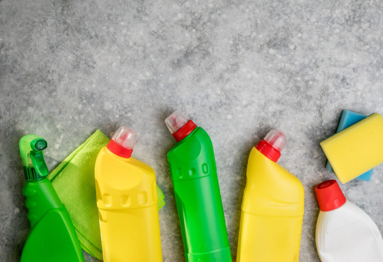 Cleaning products plastic chemical detergent bottles for plumbing services in anaheim